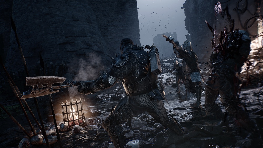 Official Mortal Shell II screenshot of a close-quarters fight on a dungeon route.